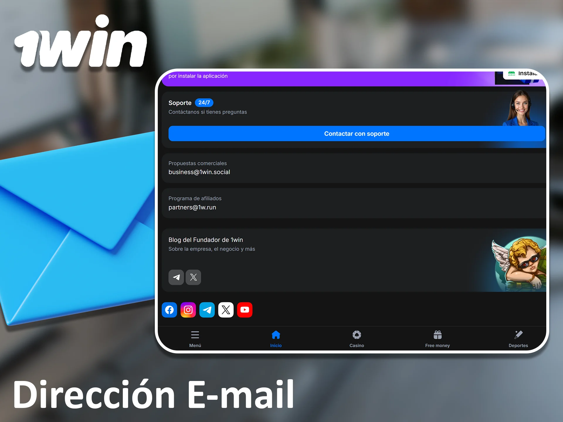 El correo electrónico es ideal para obtener respuestas más detalladas de la asistencia 1win.