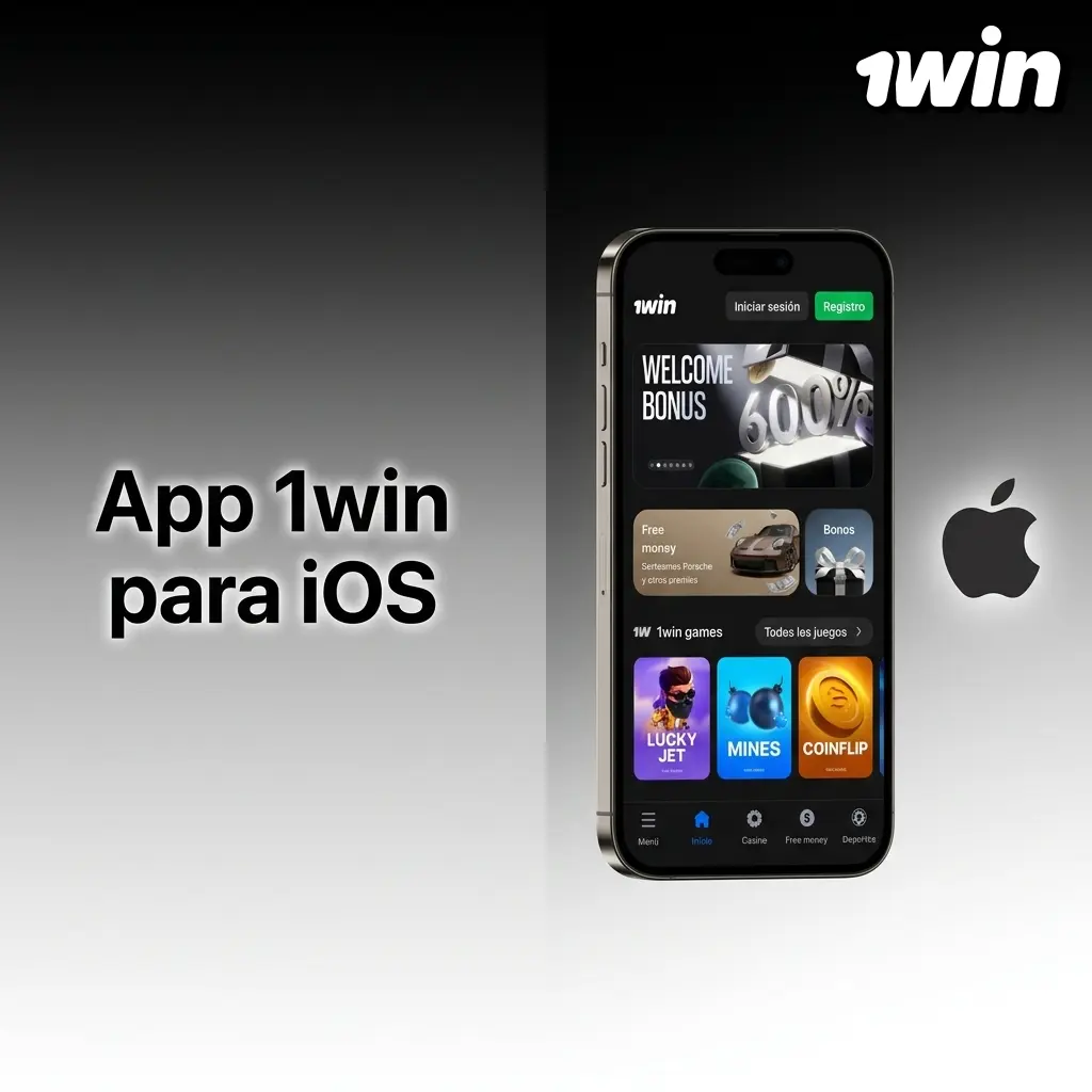 Aplicación 1win para iOS disponible gratis en iPhone y iPad con requisitos mínimos iOS 12.0 y 1GB RAM