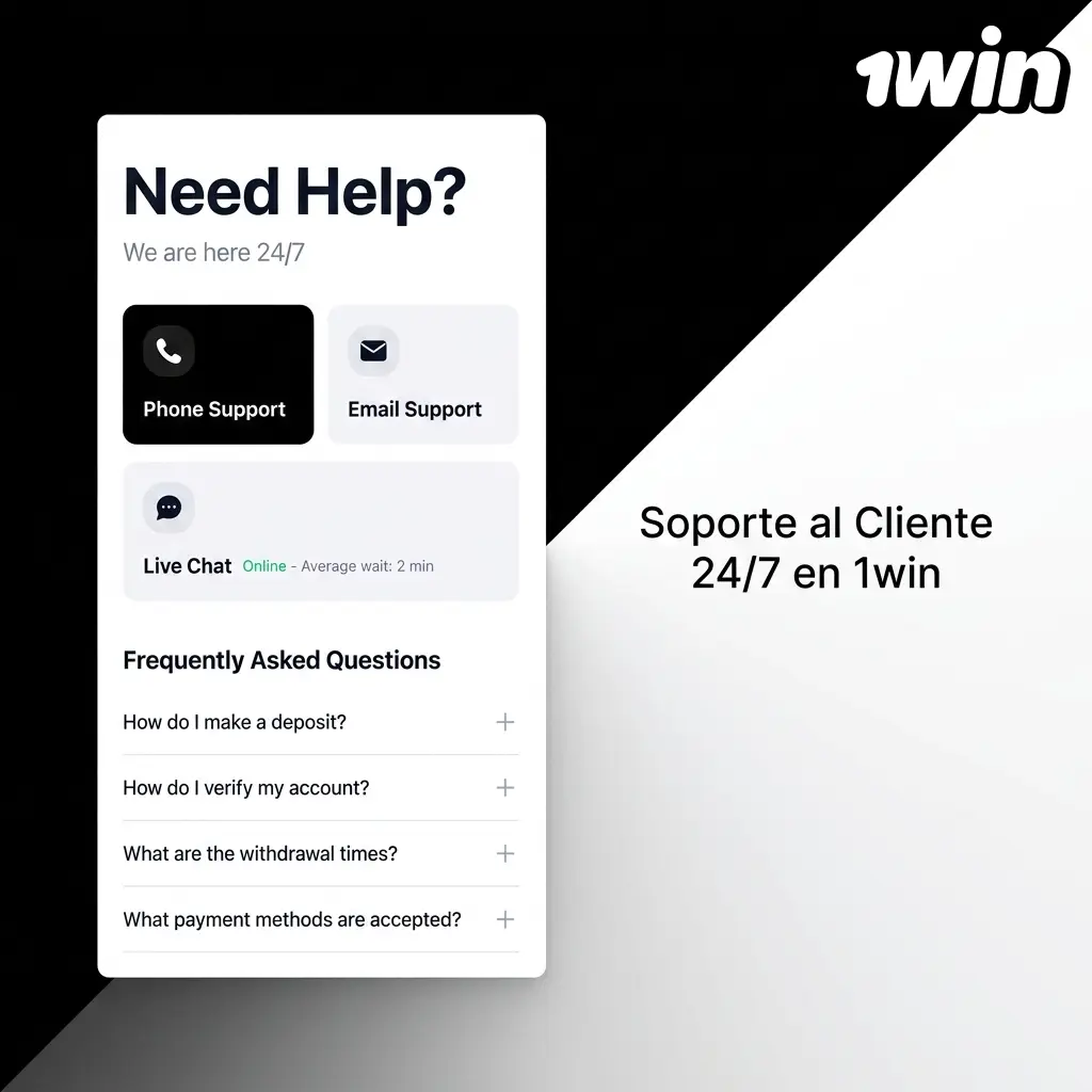 Soporte al cliente 24/7 de 1win: chat en vivo, correo y FAQ para jugadores peruanos